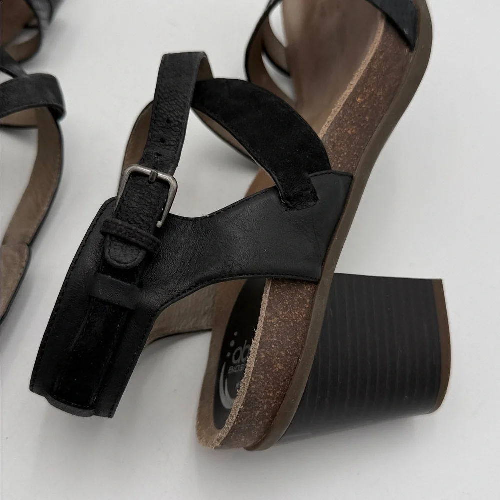Obeo  Black Strappy Heels sandal women 9N Leather upper casual office comfort